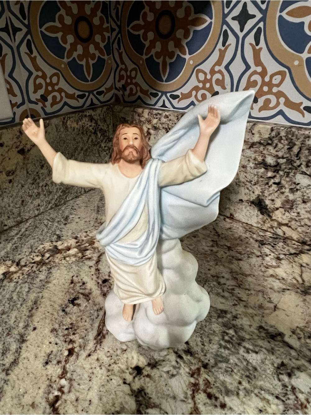 Home Interiors White and Light Blue Religious Figurine
